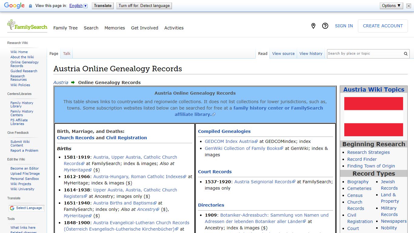 Austria Online Genealogy Records • FamilySearch